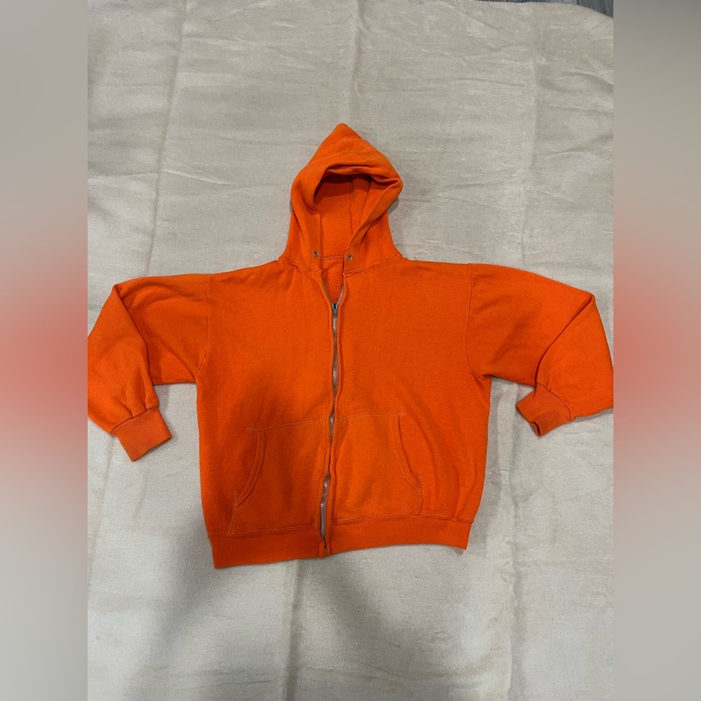 Bright Orange Cropped Zip-Up Hoodie